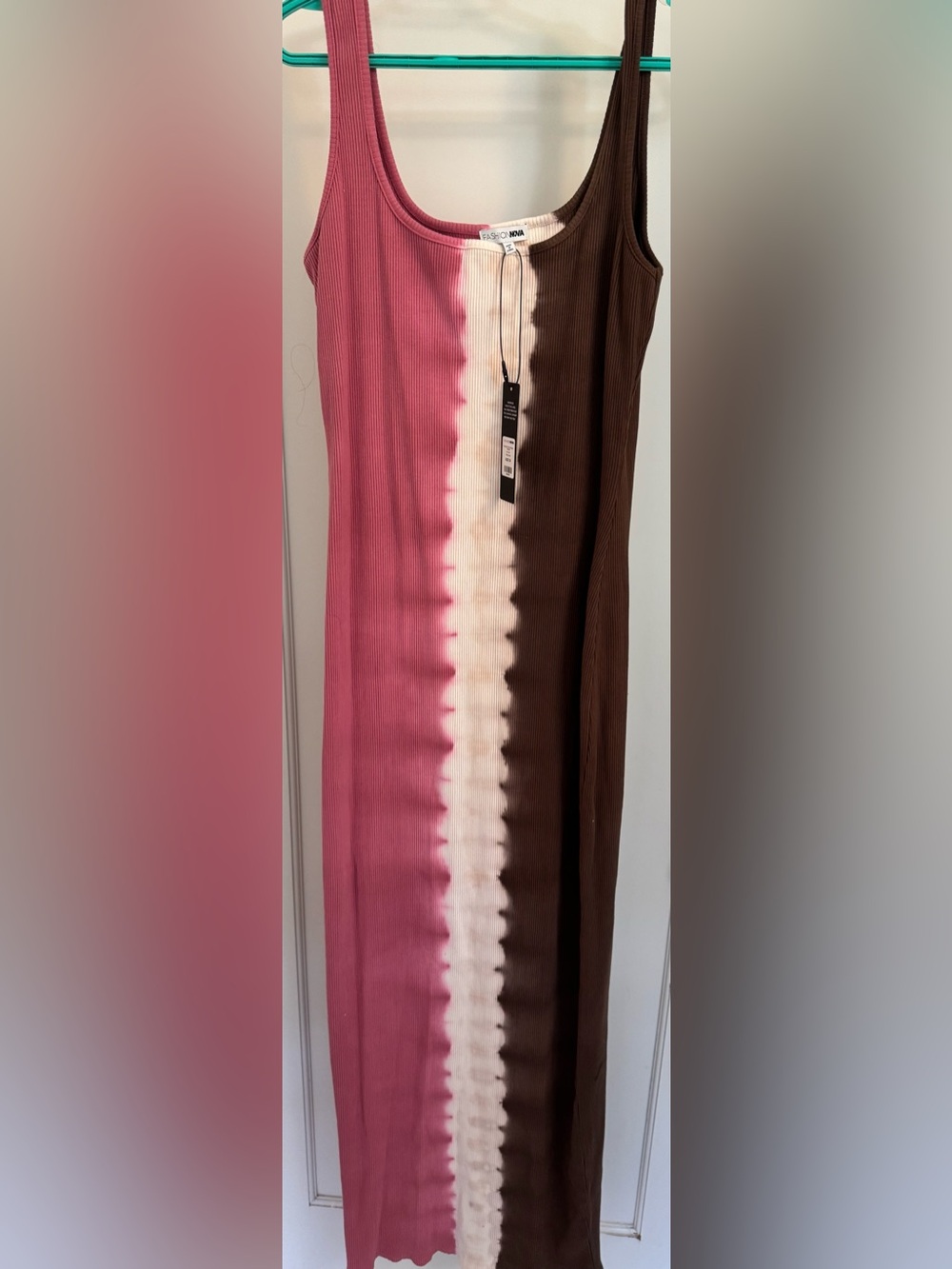 NWT Fashion Nova Meadow Tie Dye Maxi Dress Pink Combo Size 3X